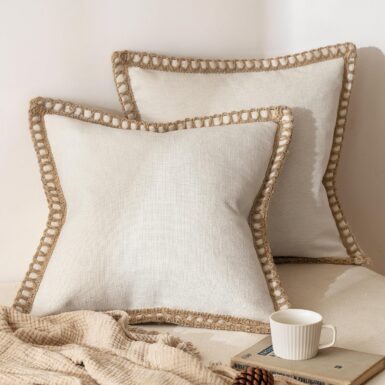 MIULEE Pack of 4 Couch Throw Pillow Covers 18x18 Inch Neutral Blue Soft Decorative Chenille Pillow Covers Farmhouse Accent Cushion Covers for Boho Western Spring Coastal Decor Sofa Bed Living Room