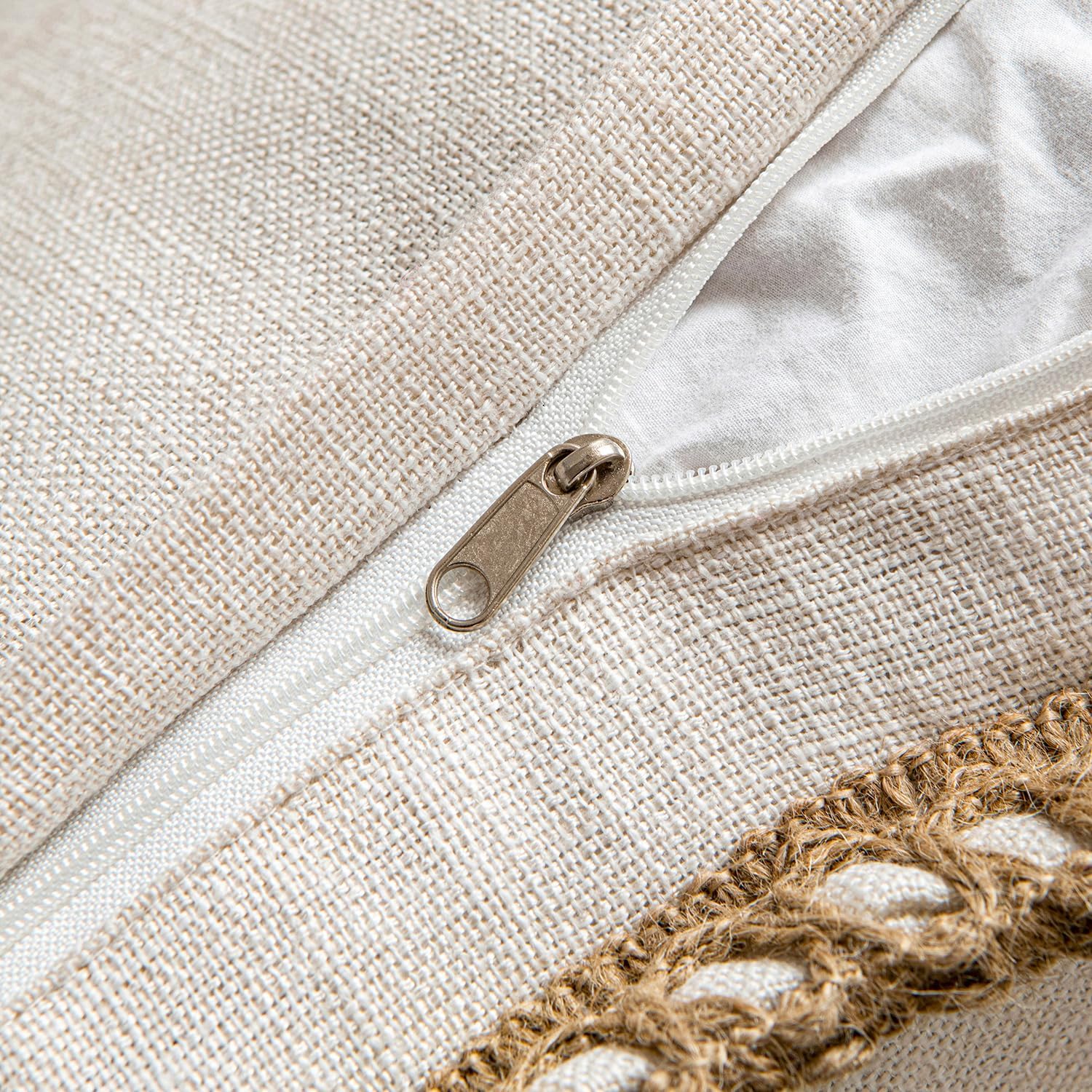 MIULEE Pack of 2 Decorative Throw Pillow Covers Modern Farmhouse Outdoor Pillow Covers Neutral Linen Burlap Cushions for Couch Bed Living Room Sofa, Natural White 18 x 18 inches 45 x 45 cm - Image 3