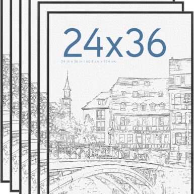 MCS Original Poster Frame 24x36 Black Lightweight Vertical & Horizontal Wall Hanging Large Picture Frame for Posters, Art Prints & Gallery Wall (6-Pack)