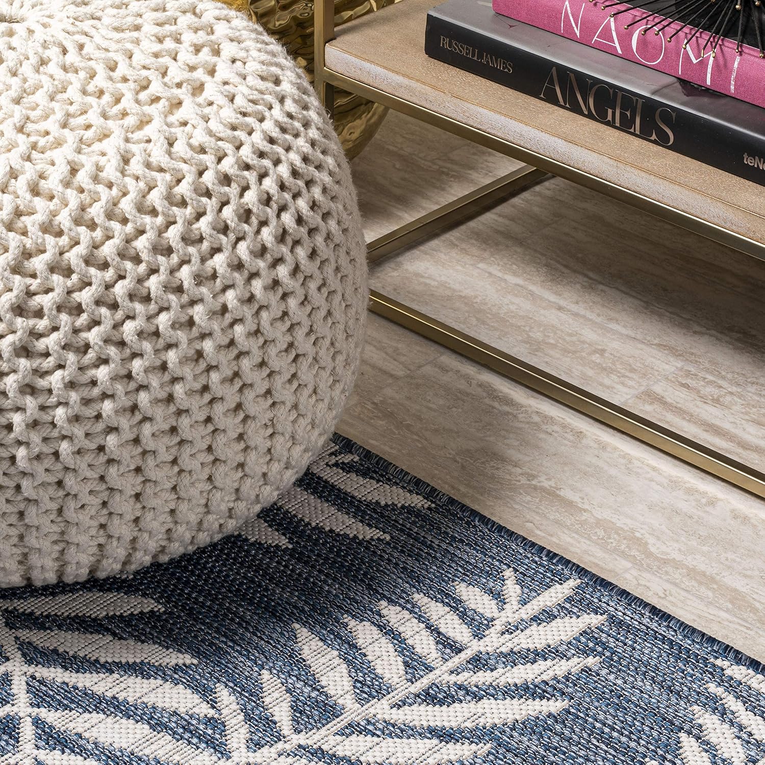 JONATHAN Y Palm Frond Indoor Outdoor Area Rug 8X10 Navy/Ivory, Nevis for Backyard, Patio, Porch, Easy-Cleaning, High Traffic, Pet-Friendly, Non-Shedding (SMB119B-8) - Image 7